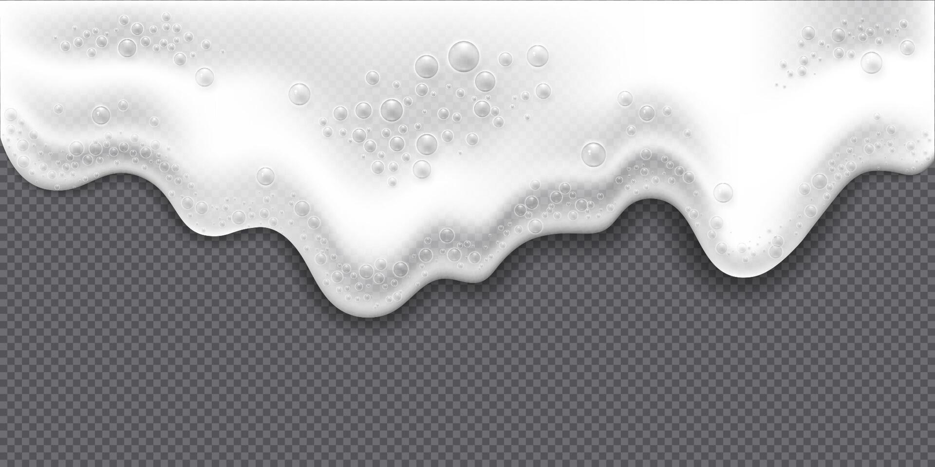 Sea or ocean waves, cleaning detergent spume, or beer or shampoo foam. Realistic 3d vector illustration