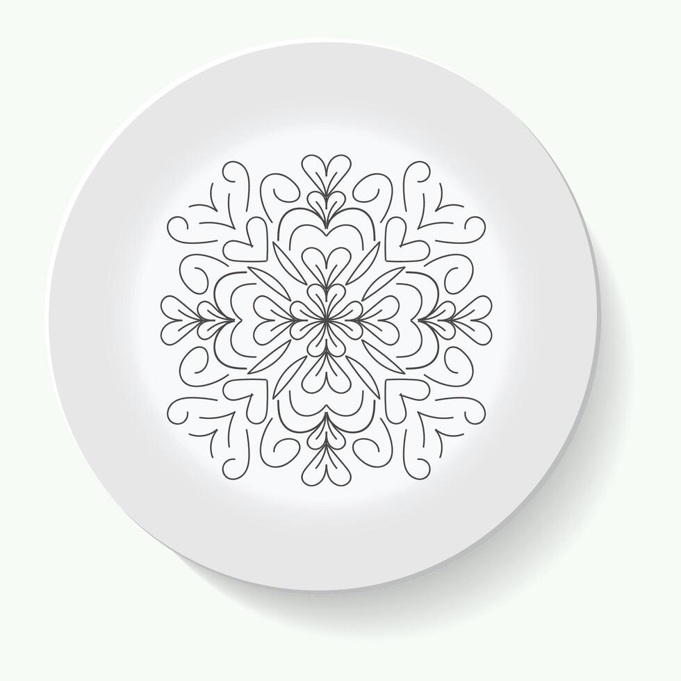 illustration hand drawn ornament on a saucer and background vector