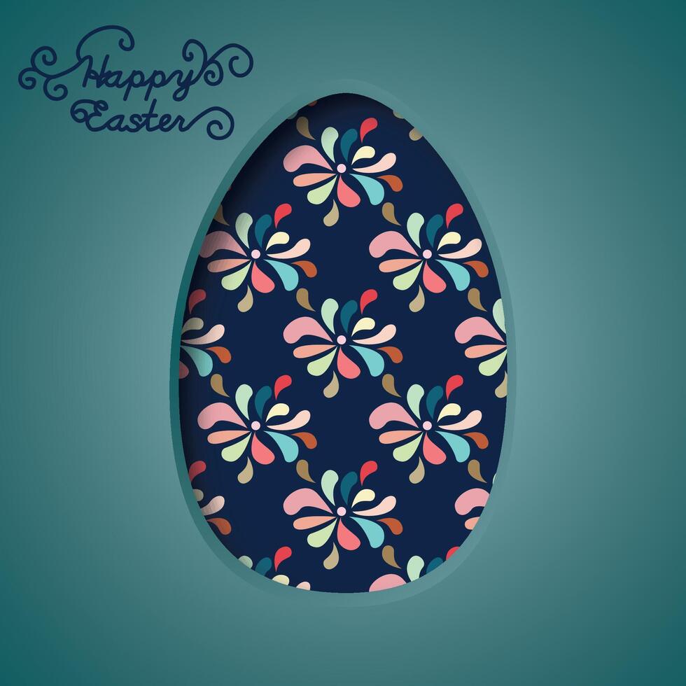 Happy Easter greeting card. 3d paper cut easter egg concept design background. vector