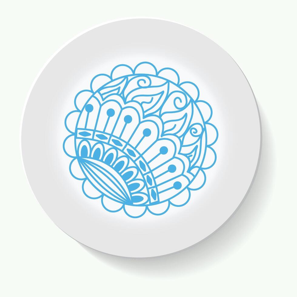 illustration hand drawn ornament on a saucer and background vector