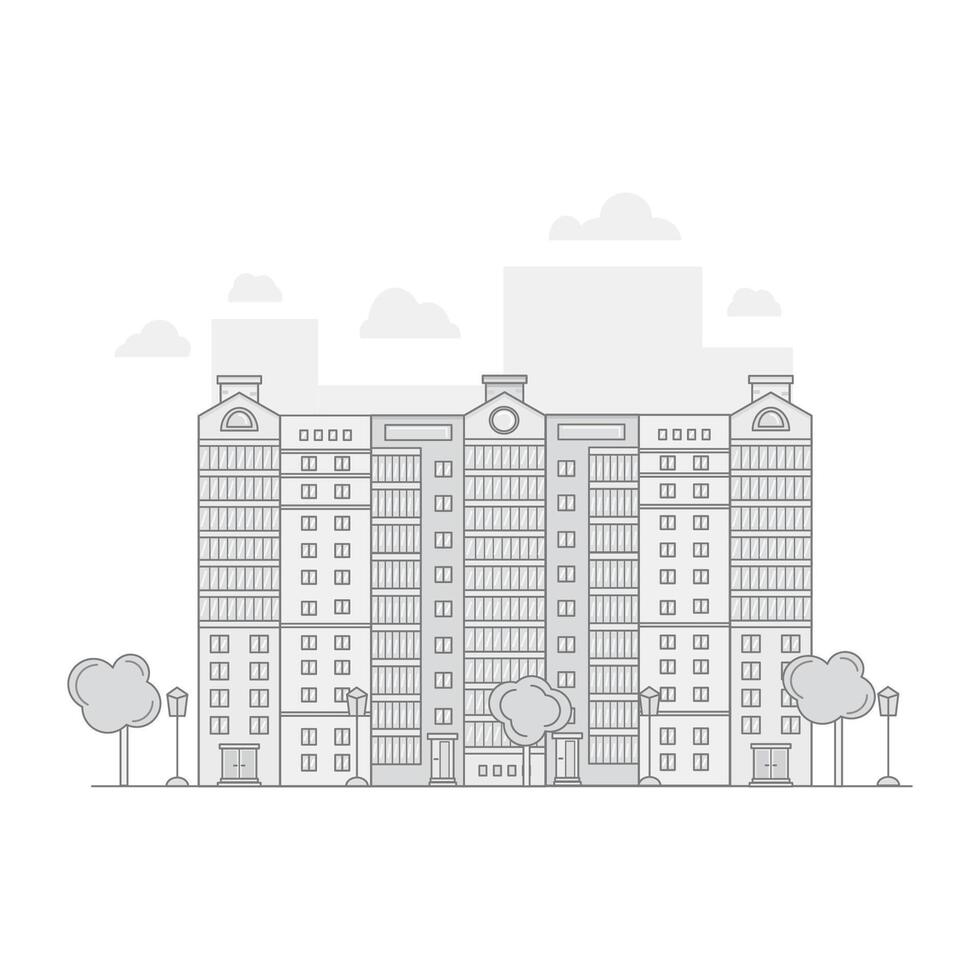 Urban landscape - modern thin line design style illustration vector