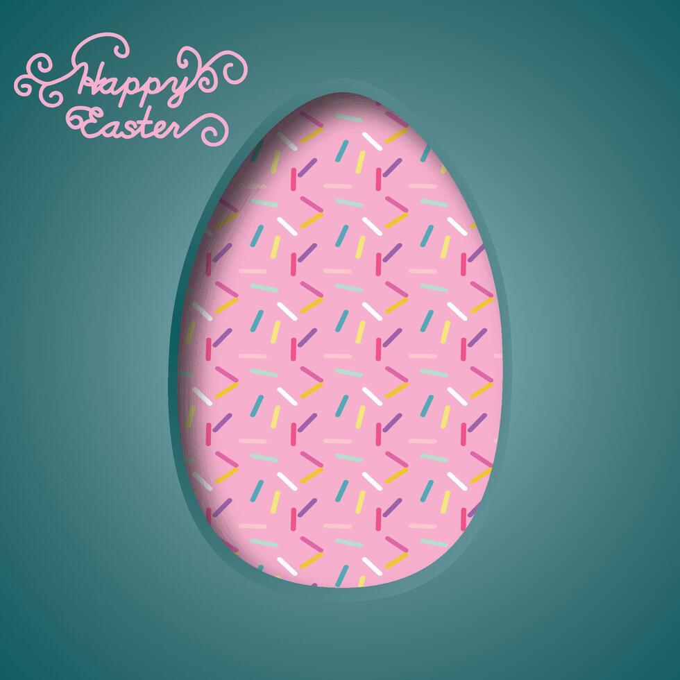 contento Pascua de Resurrección saludo tarjeta. 3d papel cortar Pascua de Resurrección huevo concepto diseño antecedentes. vector