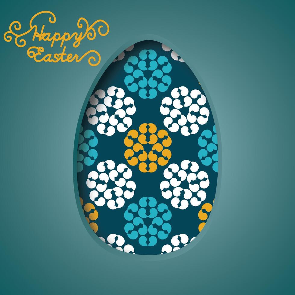 Happy Easter greeting card. 3d paper cut easter egg concept design background. vector