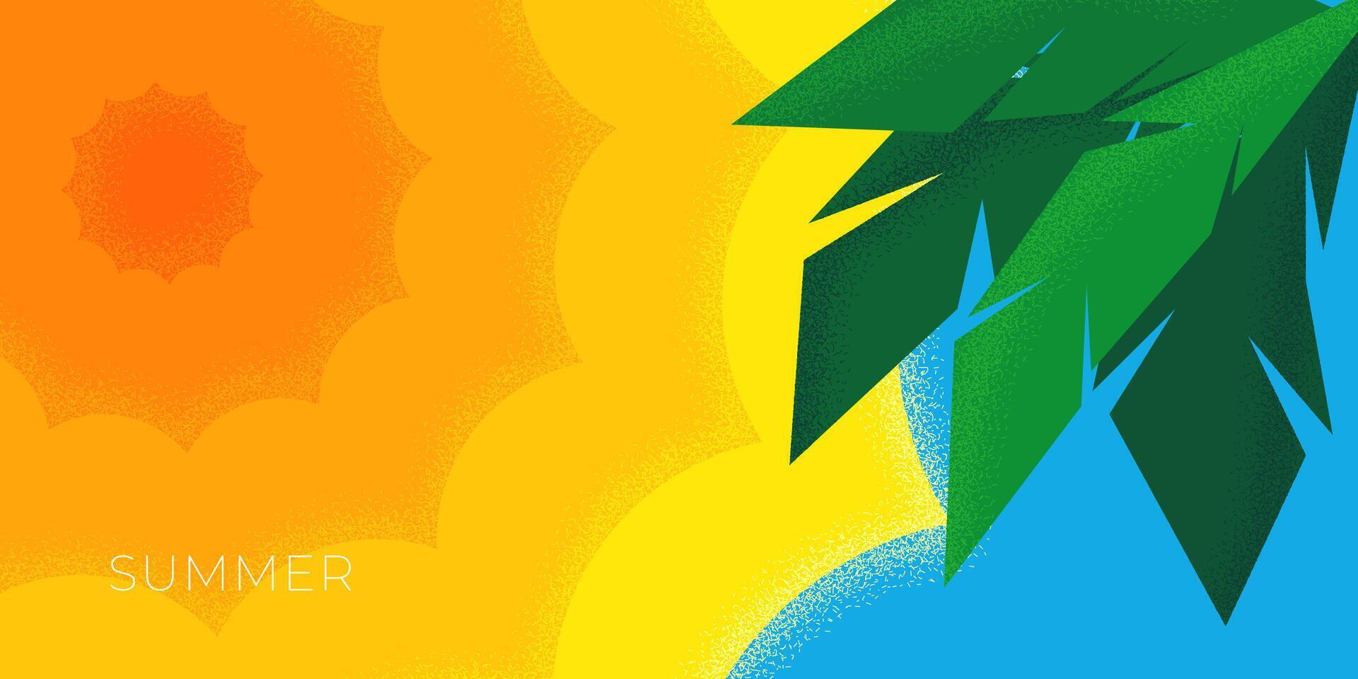 resumen retro mínimo verano viaje horizontal bandera. tropical palma árbol hojas en Dom y cielo antecedentes en fiesta Clásico póster. Brillo Solar vacaciones de moda minimalista cartel. Hora de verano descansar. eps vector