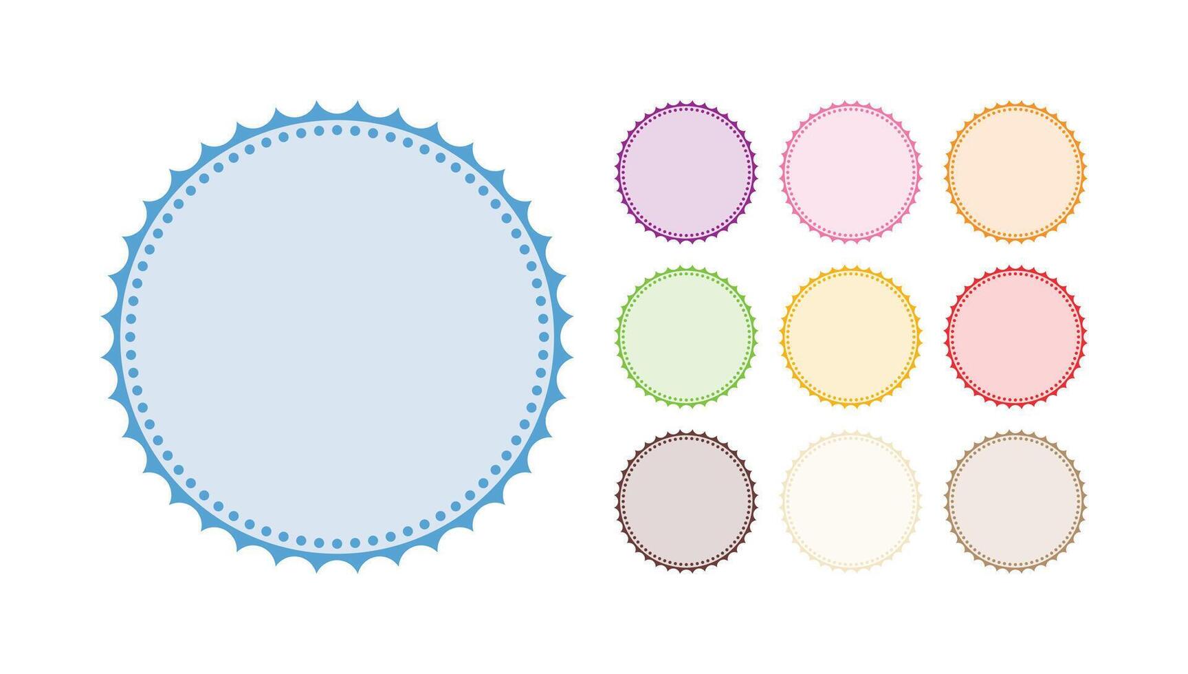 Set Of Elegant Round Classic Packaging Blank Sticker Plain Background Vector Design