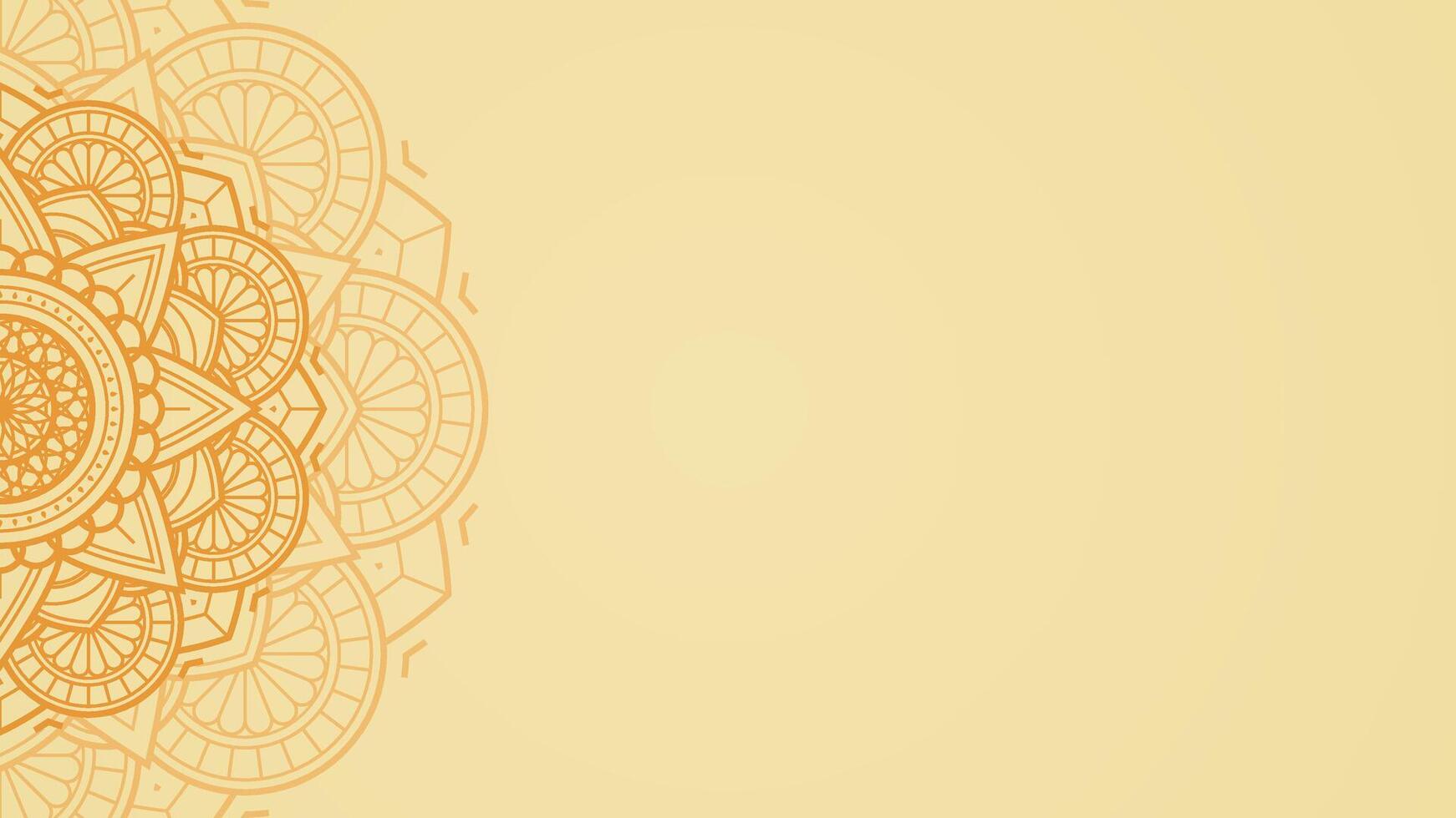 Elegant Light Yellow Saffron Gold Horizontal Vector Background with Citrus Mandala Harmony Design