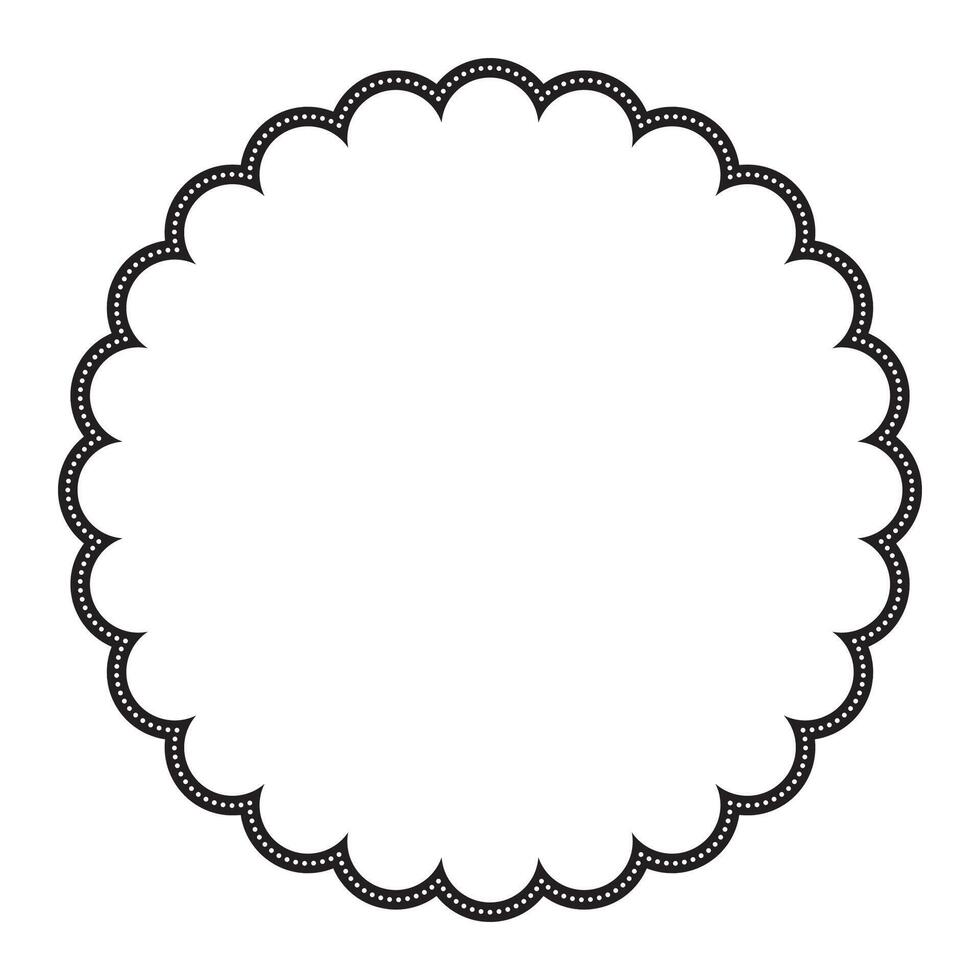 Simple Black And White Symmetrical Scallop Round Corner Frame Vector Element Design