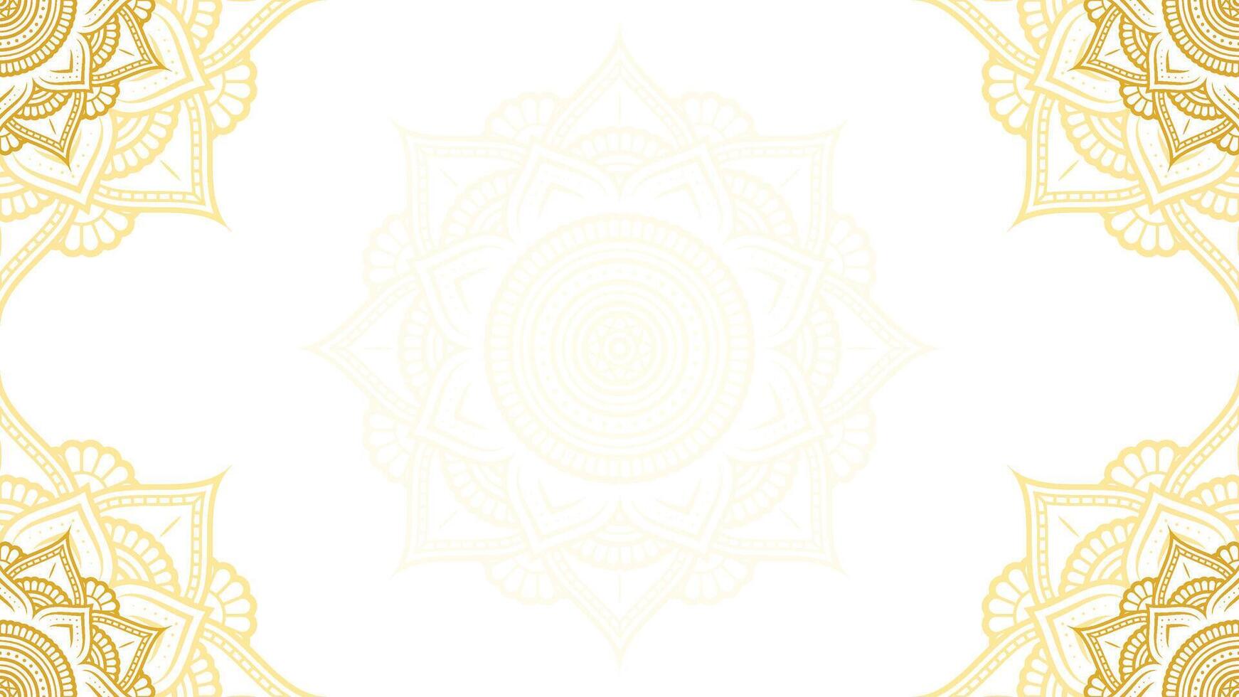 Celestial Elegance Of Lotus Mandala Art Blank Horizontal Vector Background in Gold and White Color