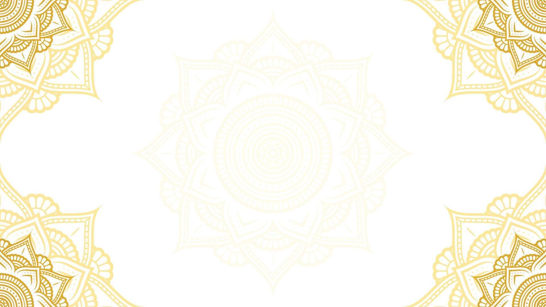 Celestial Elegance Of Lotus Mandala Art Blank Horizontal Vector Background in Gold and White Color