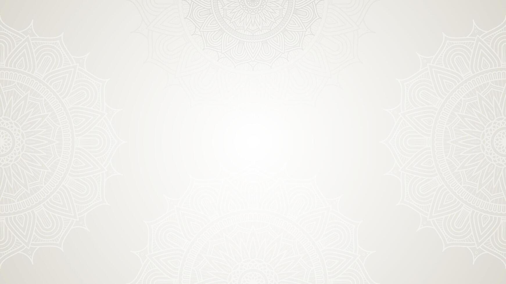 Elegant White Decorated With Detailed Geometric Mandala Border Art Blank Horizontal Vector Background