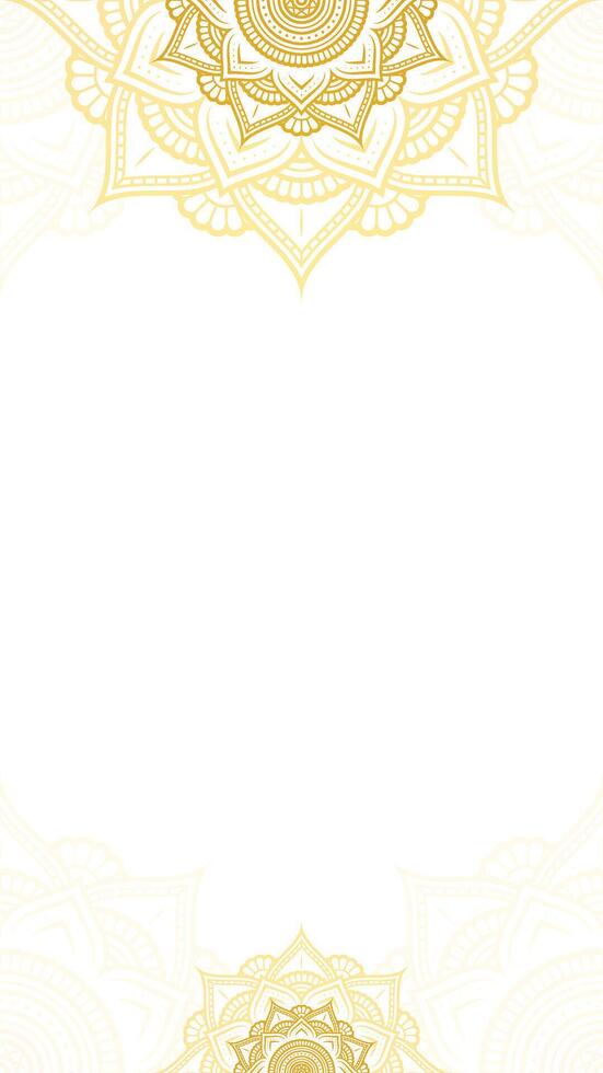 White Symphony Blank Vertical Vector Background with Intricate Golden Lotus Mandala Embellishments