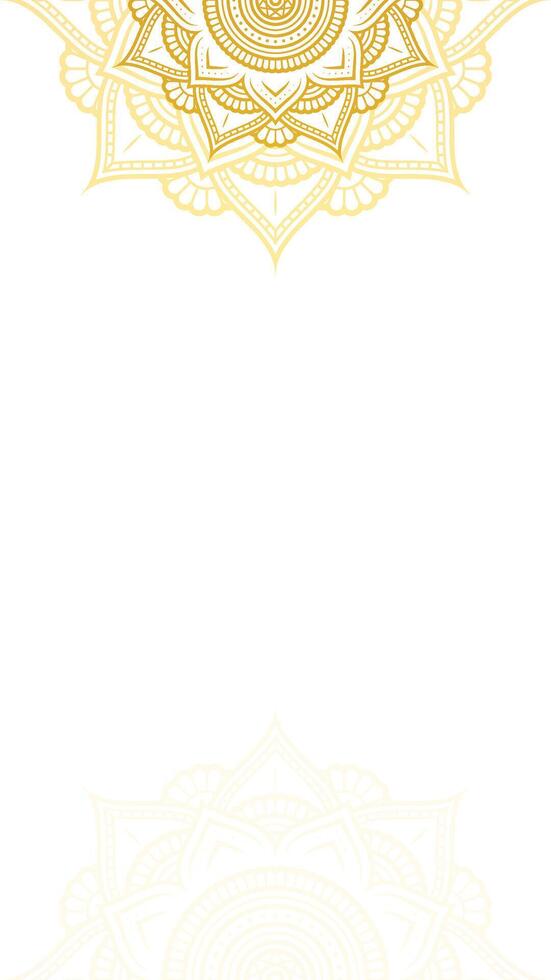 Enchanting Elegance Of Gold and White Blank Vertical Vector Background With Floral Lotus Mandala Art