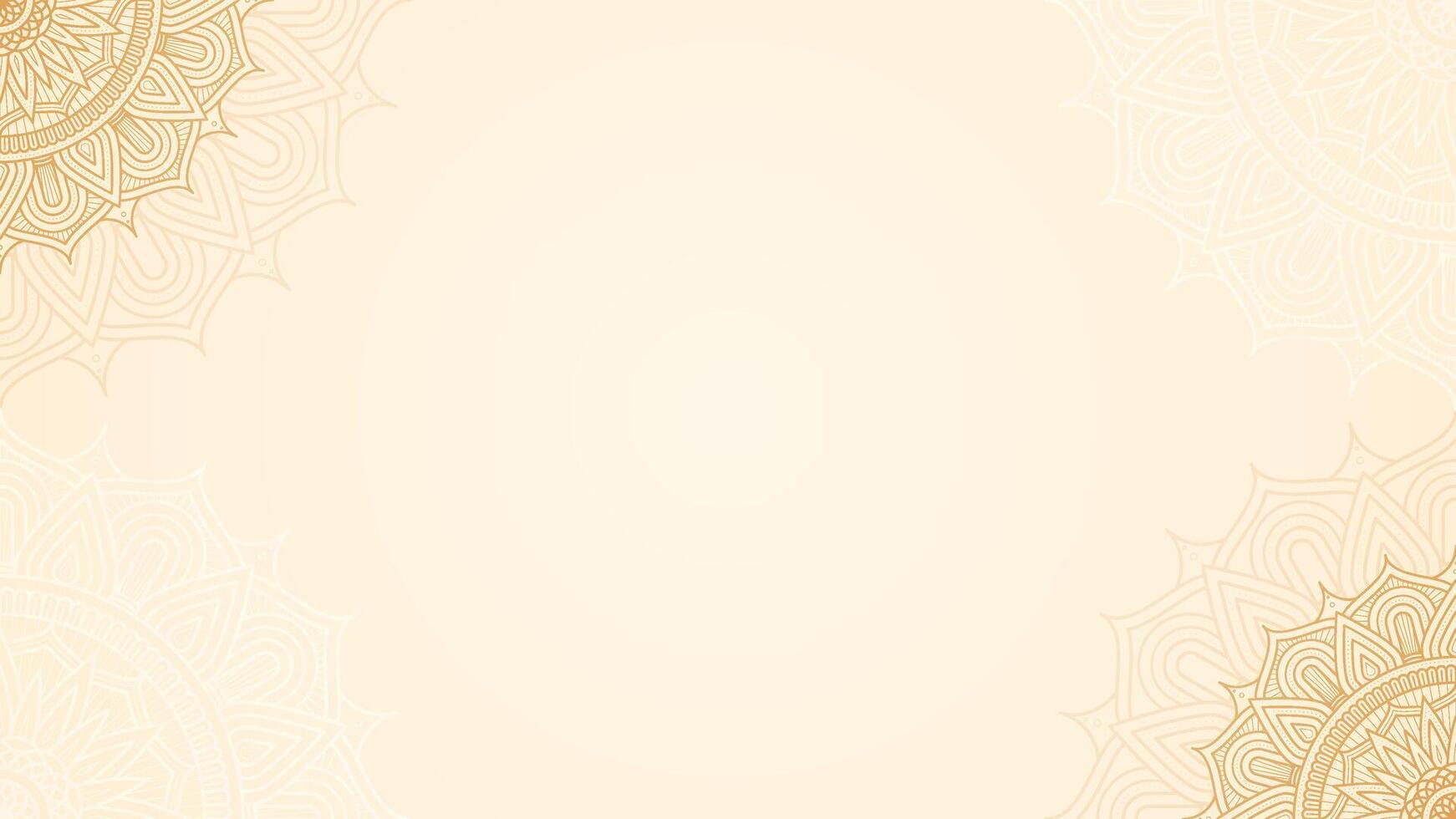 Golden Medley Of Intricate Whorls and Lines Mandala Art Blank Horizontal Vector Background Design