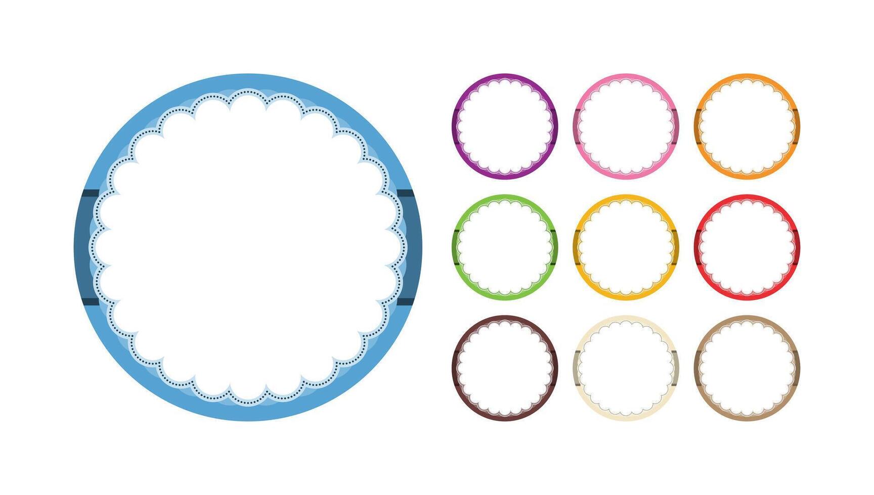 Set Of Simple Ornamental Round Sticker Plain Label Blank Seal Vector Design
