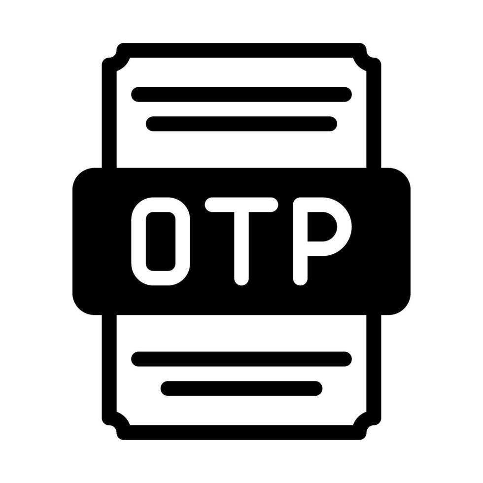 Otp spreadsheet file icon with black fill design. vector illustration.