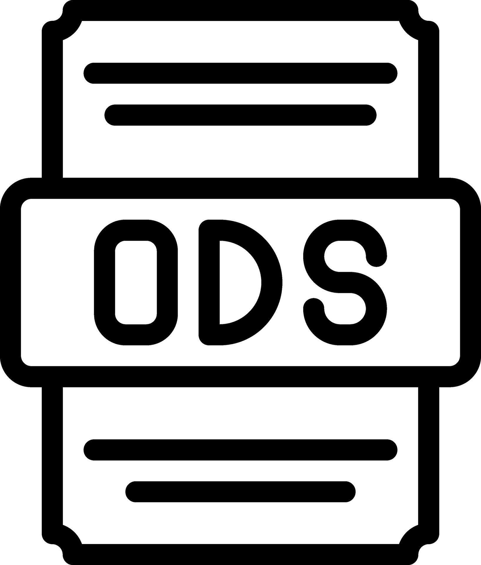 Ods icons file type. spreadsheet files document icon with outline