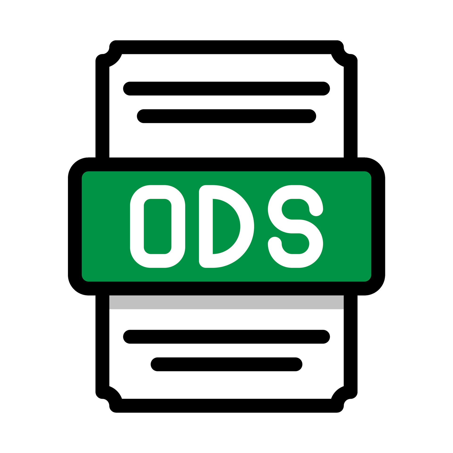Document file format Ods spreadsheet icon. with outline and color in