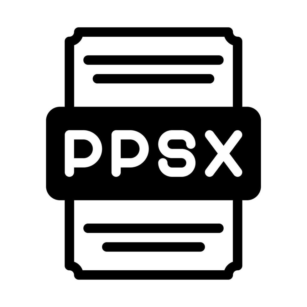 ppsx spreadsheet file icon with black fill design. vector illustration.