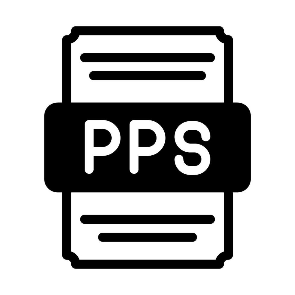 pps spreadsheet file icon with black fill design. vector illustration.