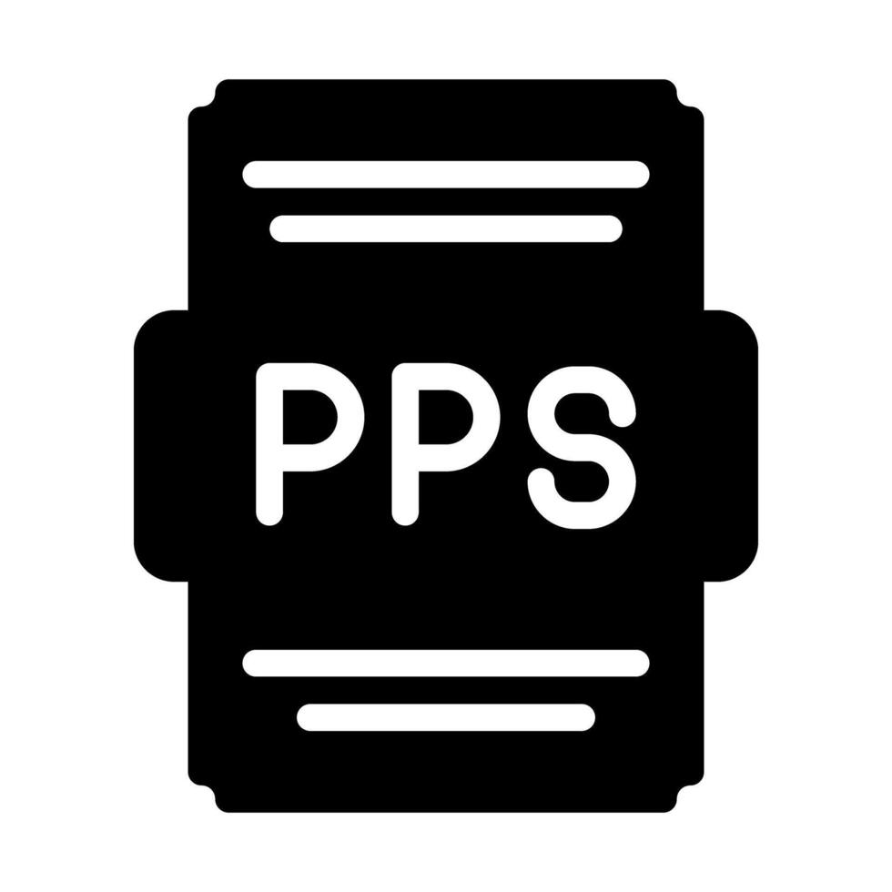Pps file icon solid style. Spreadsheet file type, extension, format icons. Vector Illustration