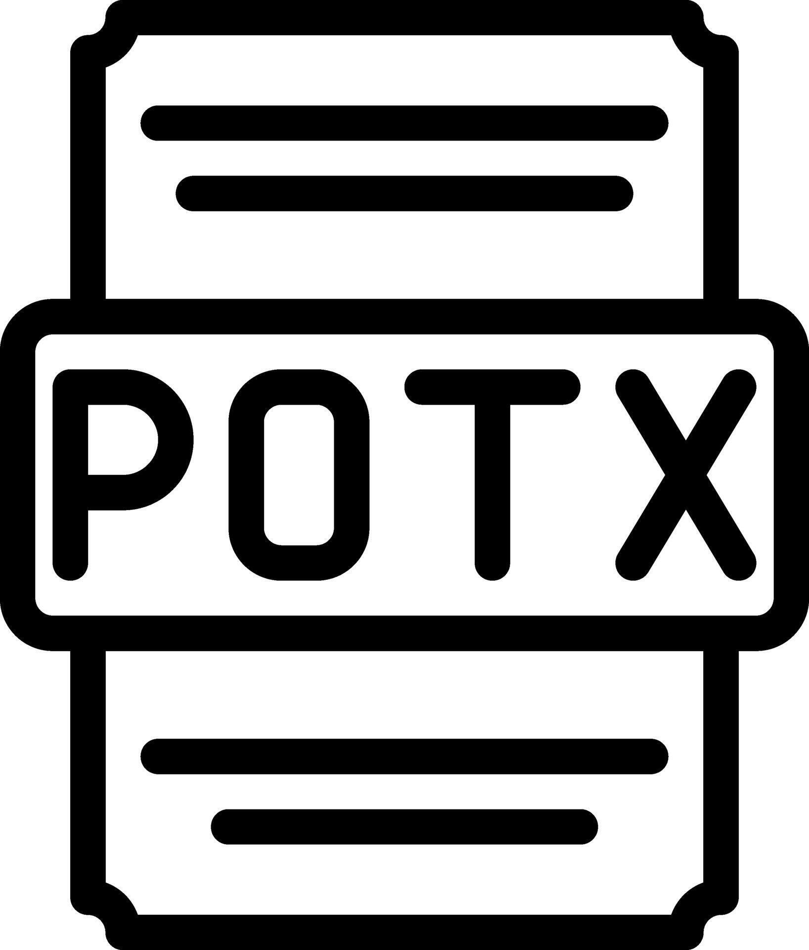 Potx icons file type. spreadsheet files document icon with outline