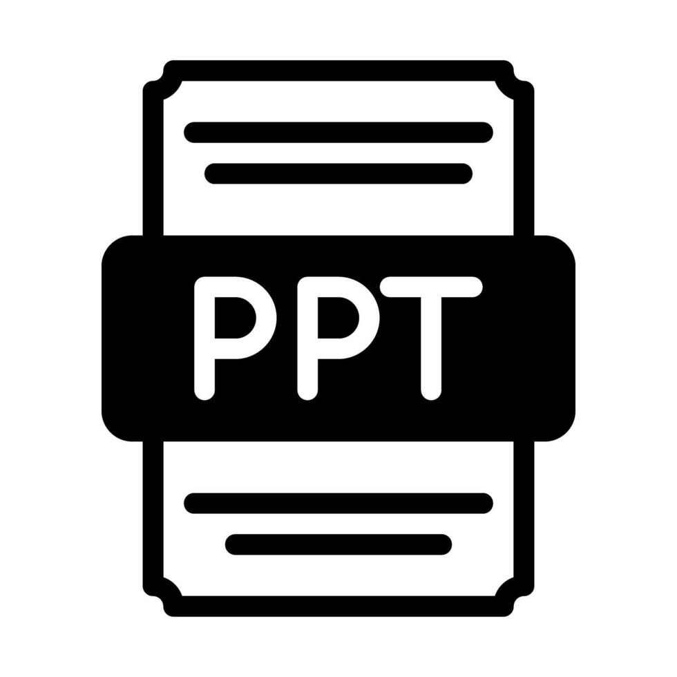 Ppt spreadsheet file icon with black fill design. vector illustration.