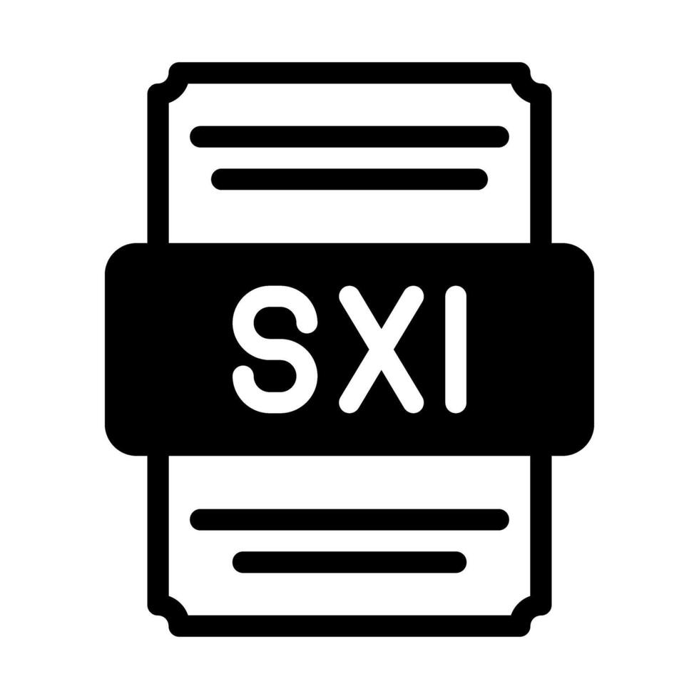 Sxi spreadsheet file icon with black fill design. vector illustration.