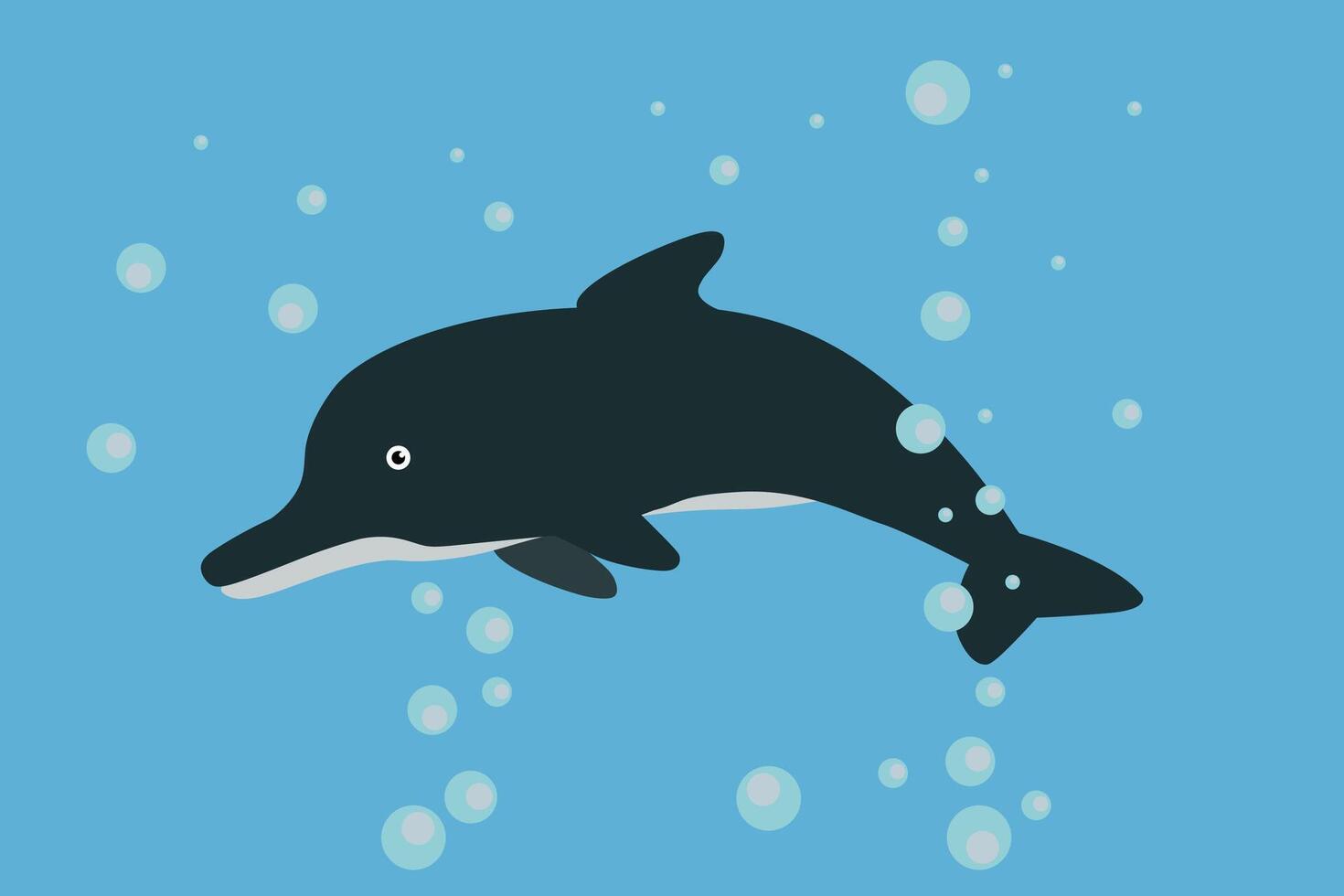 illustration of a dolphin. cute cartoon animal. vector