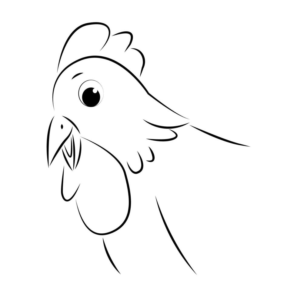 illustration of a chicken. line art. cute cartoon. vector