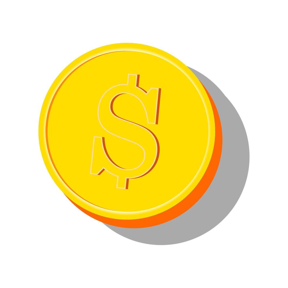 dollar sign icon. gold coin icon. vector