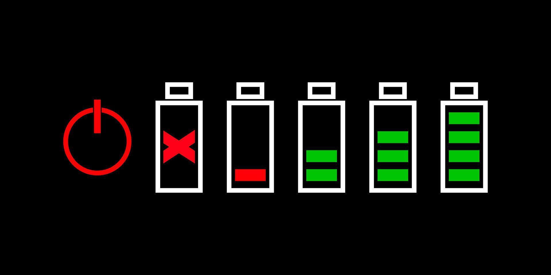 Battery charge indicator icons. power. vector