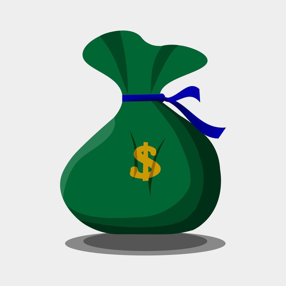 money bag illustration. green. dollar. vector