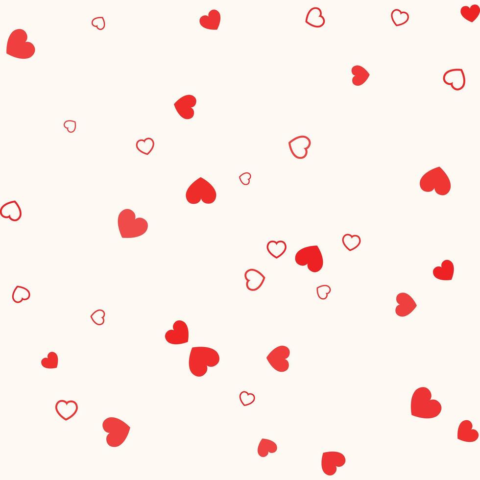 Red heart love confetti background vector design