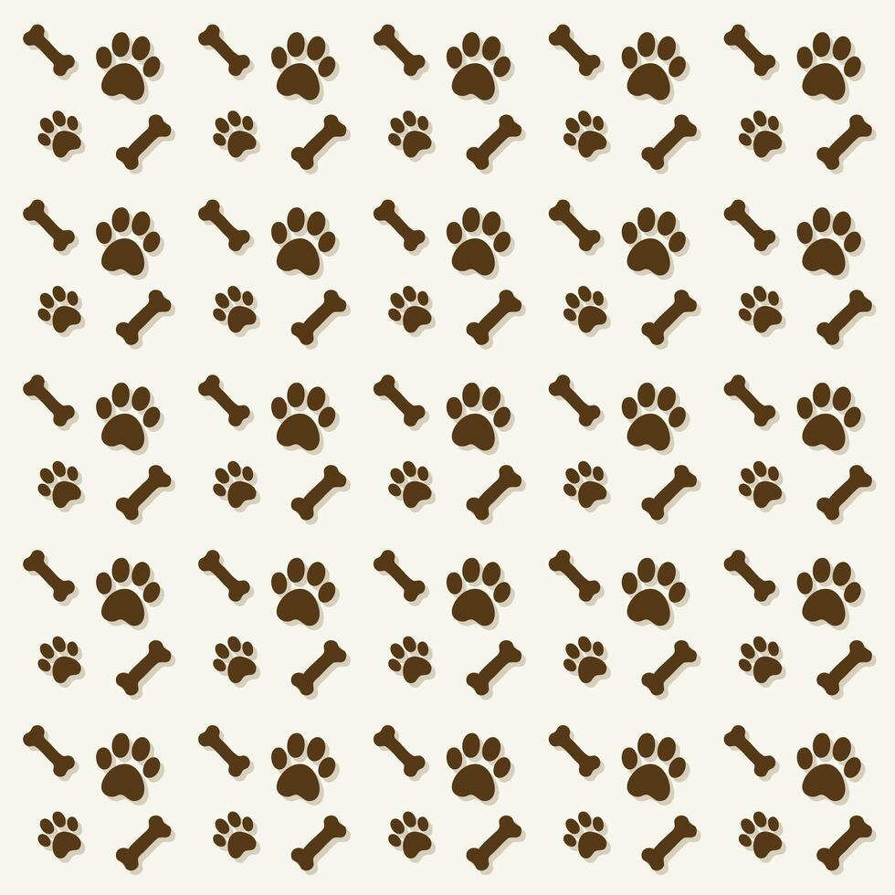 Charming Seamless Pattern, Delightful Brown Paws and Bones Design Vector Illustration