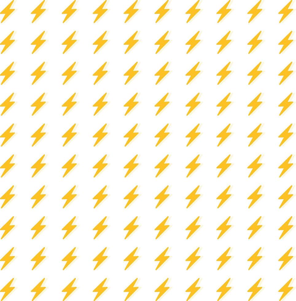 Seamless pattern with yellow lightning or thunder bolts on white background vector illustration