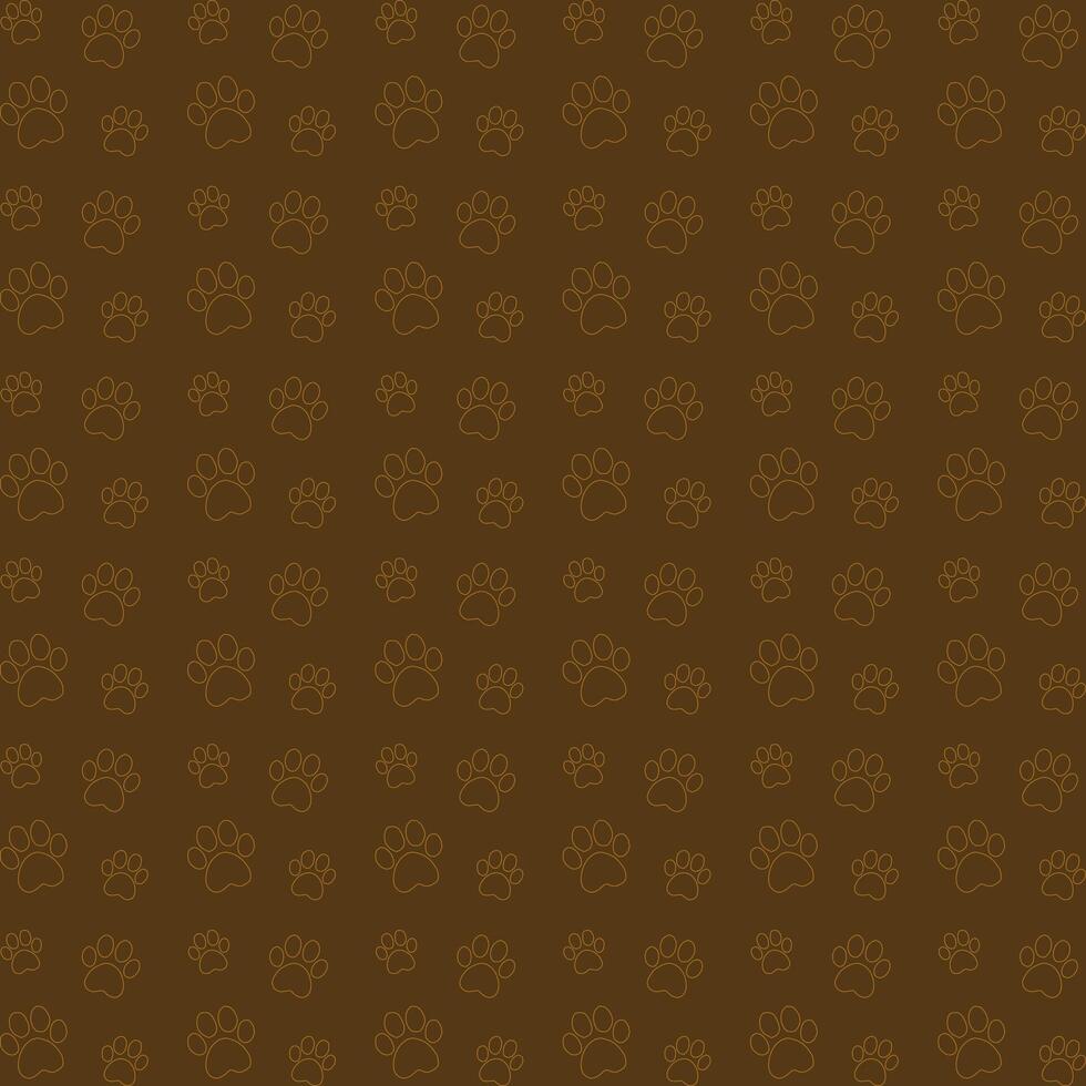 The pattern of outlined paws on a brown background vector