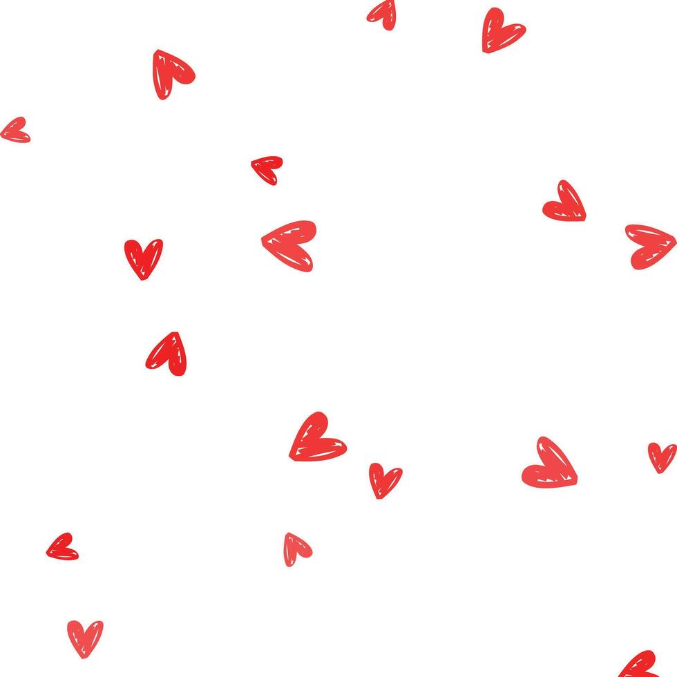 vector ilustración de rojo mano dibujado corazones modelo en papel picado estilo