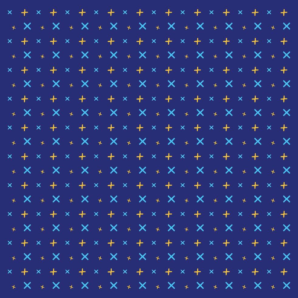 Cross sky blue and yellow seamless pattern on dark blue background vector