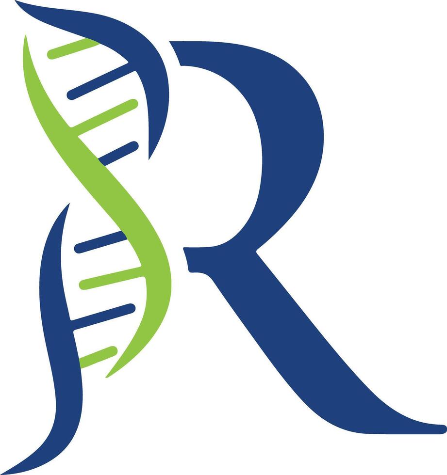 RNA and DNA with letter R logo vector