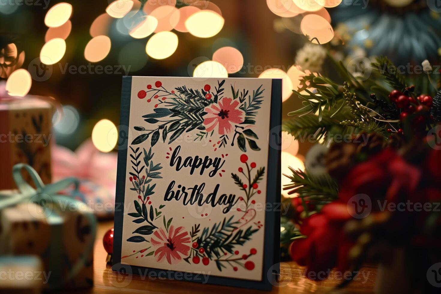 AI generated A card with the words Happy Birthday written on it in colorful and festive lettering photo