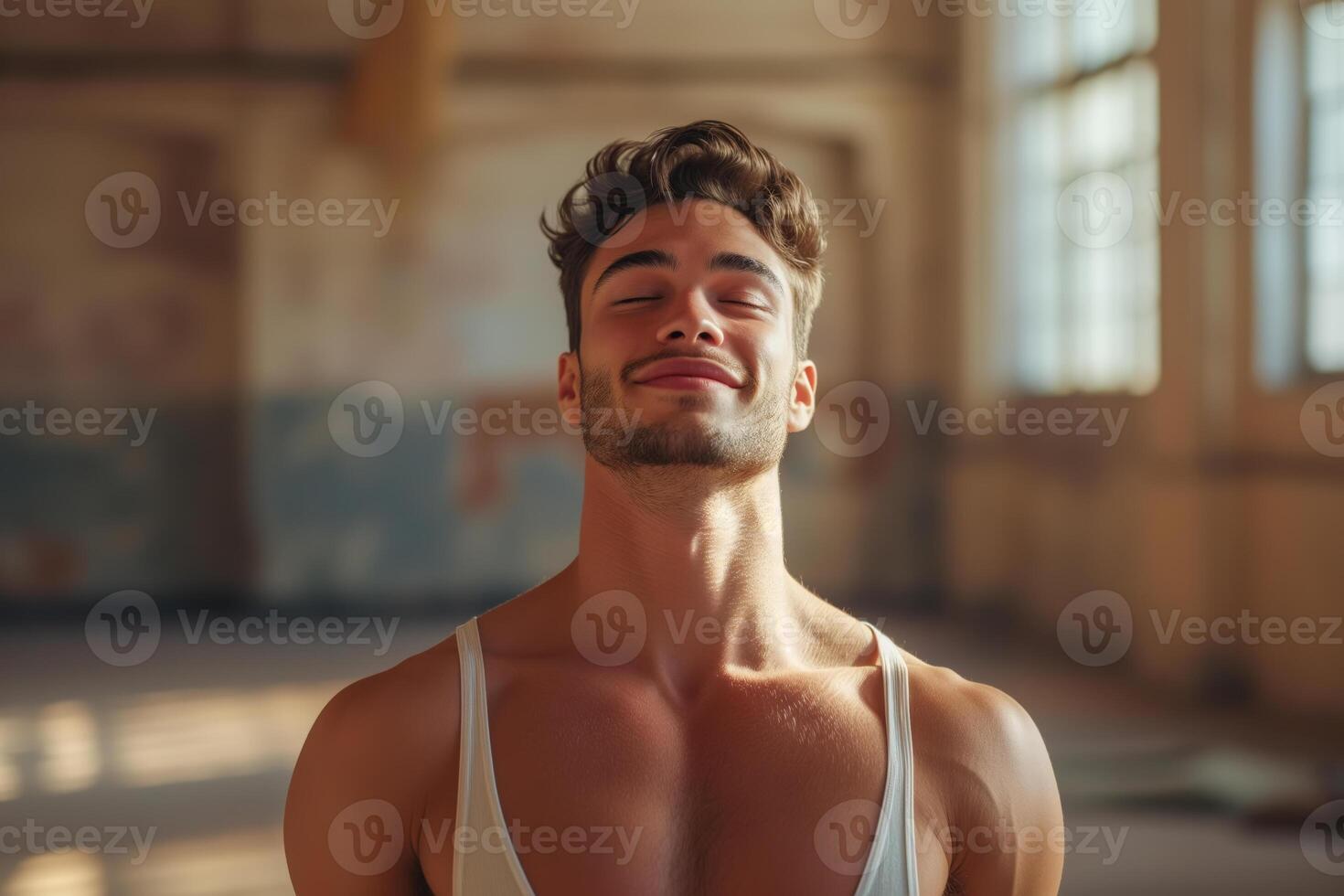 AI generated Smiling man in tank top poses for camera photo