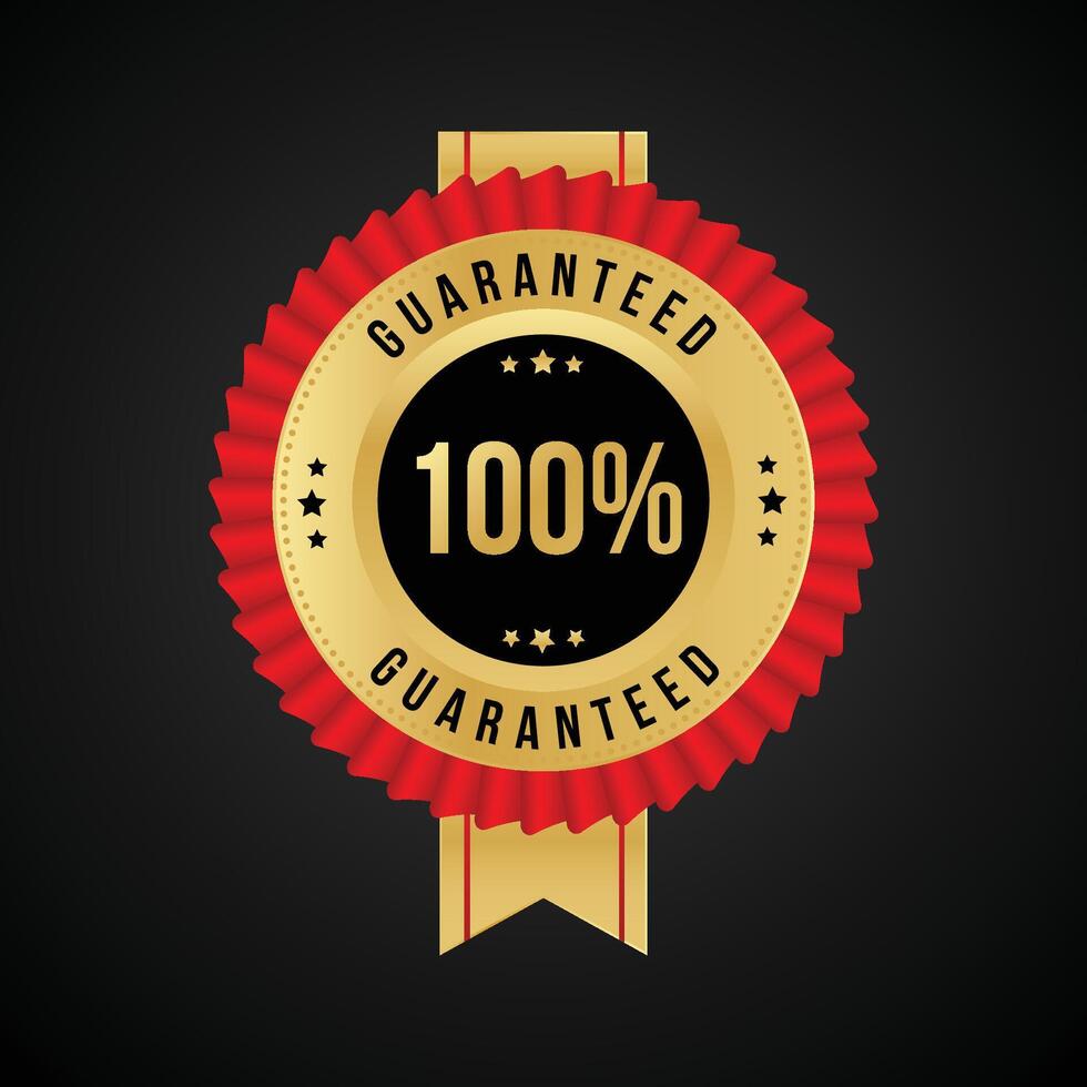 vector 100 guarantee Red and golden label