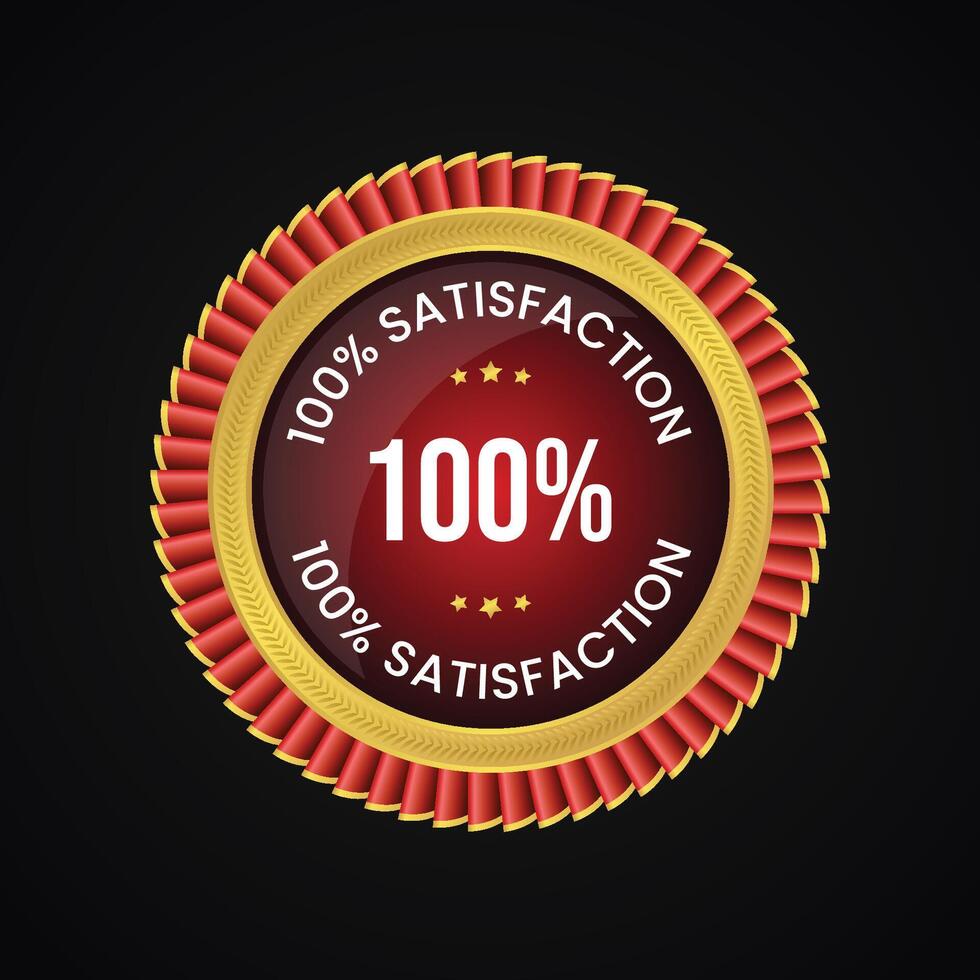 vector 100 satisfaction golden and red badge collection