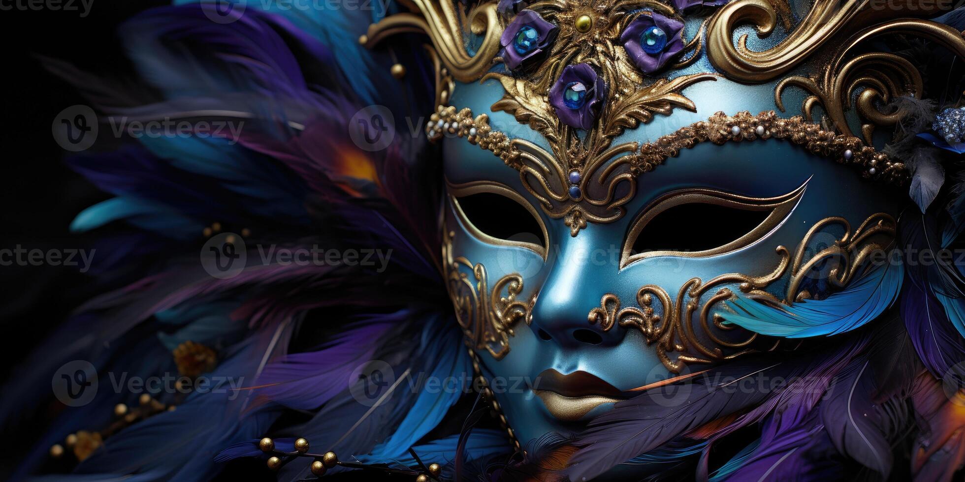 AI generated Magnificent Venetian masks. Carnival. Generative AI photo