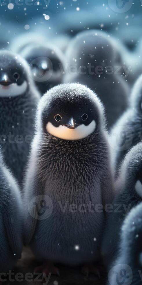 AI generated Cute and funny penguins winter, Animal world. Generative AI photo