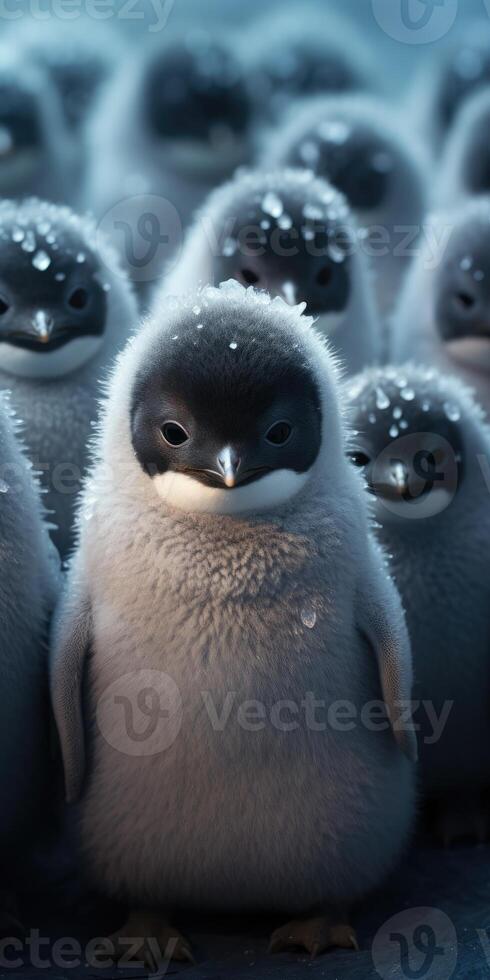 AI generated Cute and funny penguins winter, Animal world. Generative AI photo