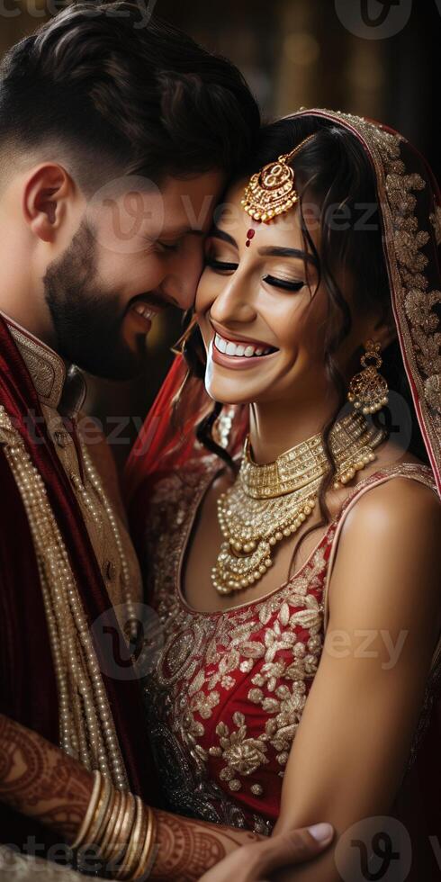 AI generated Pictures Happy Indian family close-up. Generative AI photo