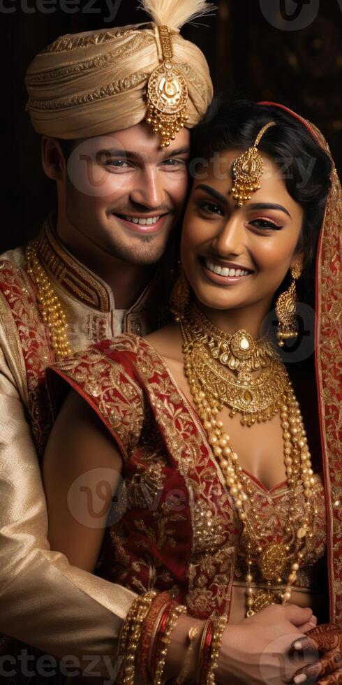 AI generated Pictures Happy Indian family close-up. Generative AI photo