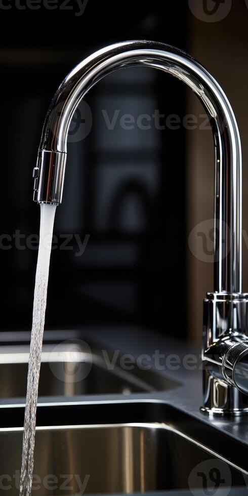 AI generated Water faucet, running water. The problem of saving water. Generative AI photo