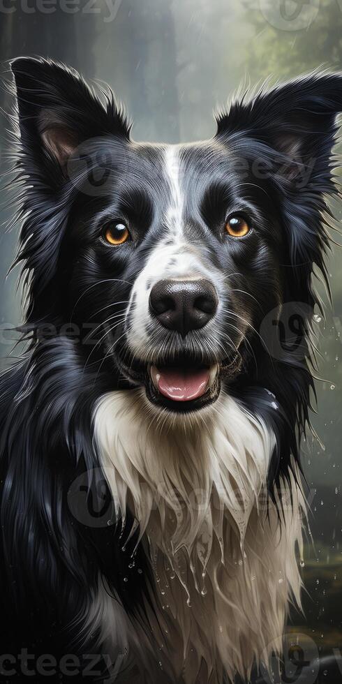 AI generated Close-up portrait of a border collie dog. Generative AI photo